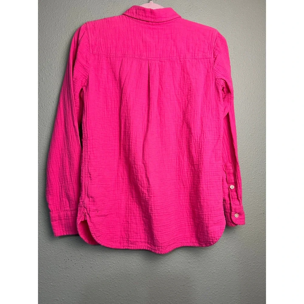 J.Crew Re-Imagined Hot Pink Cotton Double Gauze Button Down Shirt XS Y2K Preppy